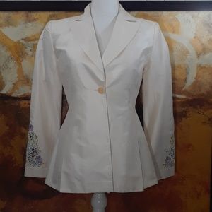 Cache Womens Blazer Beige size 4 Floral Print